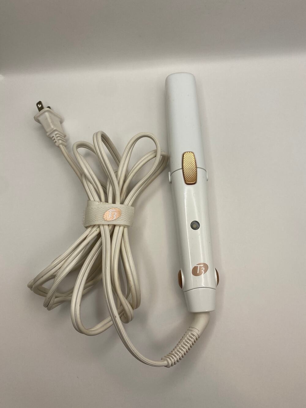 T3 Micro SinglePass Compact Travel Flat Iron 77500 White Rose Gold w/ Heat Cap